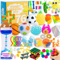 76 Pack Sensory Fidget Toys Set  Stress Relief And Anti-Anxiety Bundle Sensory Toys For Kids Adults  Cool Fidget Packs With Mochi Squishy  Magic Rainbow Ball  Motion Timer  Flippy Chain Stress Ball...