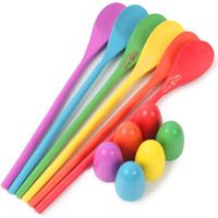 Lovestown 12 Pcs Egg Spoon Race Game Sets  Wooden Egg Balance Game Relay Race Games For Kids Easter Eggs Hunt Game Outdoor Lawn Games