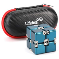 Lifidea Aluminum Alloy Metal Infinity Cube Fidget Cube (6 Colors) Handheld Fidget Toy Desk Toy With Cool Case Infinity Magic Cube Relieve Stress Anxiety Adhd Ocd For Kids And Adults (Blue)