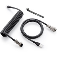 Gunmjo Pro Custom Coiled Usb C Cable For Gaming Keyboard  Double-Sleeved Mechanical Keyboard Cable With Detachable Metal Aviator  1.5M Usb-C To Usb-A  Carbon Black Color