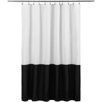 Waterproof Fabric Shower Curtain Liner - Soft & Light-Weight Cloth Shower Curtain With 3 Bottom Magnets  Hotel Quality & Machine Washable - Standard Size 72X72  Color Block Black And White