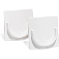 Adherion Adhesive Shower Rod Holders | No Drilling Shower Curtain Rod Holders For Wall | Shower Curtain Wall Mount | Stick On Shower Bar Holder | White 2 Pk | No Drilling | Shower Rod Not Incl |
