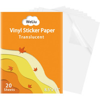 Weliu Printable Sticker Paper For Your Inkjet Printer - 8.5 X 11 Inches 20 Sheets Translucent Premium Waterproof Sticker Paper - Dries Quickly And Holds Ink Beautifully