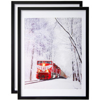 Egofine 18X24 Solid Wood Poster Frames Matted For 16X20 Black - Acrylic Plexiglass Front For Wall Mounting Hanging Picture Frame Vertically Or Horizontally  Set Of 2