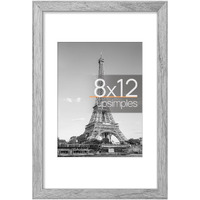 Upsimples 8X12 Picture Frame  Display Pictures 6X8 With Mat Or 8X12 Without Mat  Wall Hanging Photo Frame  Gray  1 Pack