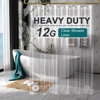 Amazerbath Heavy Duty Shower Curtain Liner 12 Gauge  72 X 78 Inches Clear Shower Curtain Liner With 3 Clear Stones And 12 Grommet Holes  Weighted Plastic Shower Curtain Liner