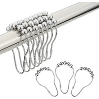 Amazer Shower Curtain Hooks Rings  Decorative Shower Curtain Hooks Rust Proof Stainless Steel Shower Curtain Rings  Shower Hooks For Shower Curtain Bathroom 12Pcs  Polished Chrome