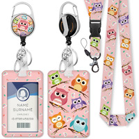 Cute Owls Badge Reel Retractable Heavy Duty With 360? Swivel Carabiner Clip  Animals Print Id Badge Holder With Breakaway Lanyard  Id Card Holder Keychain Name Badge Clip  Nurse Teacher Gifts