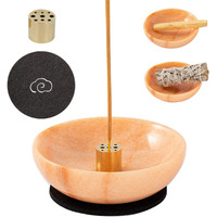 Fasolahome Rare Natural Red Marble Incense Holder  Beautiful Incense Burner For Meditation  9 Incense Holes Suitable For Most Incense Types  Easily Grab All Incense Ash (Sunset Red)
