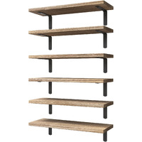 Wopitues Wood Floating Shelves Set Of 6 For Wall Decor  Farmhouse Floating Shelves For Bedroom  Bathroom For Wall Storage  Book Shelves For Living Room-Rustic Brown