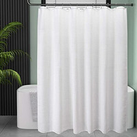 Amazerbath White Shower Curtain Fabric  Waffle Shower Curtain Polyester  Luxury Cloth Shower Curtains For Bathroom  Hotel Quality  Machine Washable  Heavy Duty  72 X 72 Inches (Matt White)