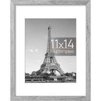 Upsimples 11X14 Picture Frame  Display Pictures 8X10 With Mat Or 11X14 Without Mat  Wall Hanging Photo Frame  Gray  1 Pack