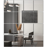 Delma Home Mirror Tiles  14'' X 12'' Glass Frameless (16 Pcs)  Large Wall For Gym Bedroom Door Bathroom (Glass - 16Pcs)