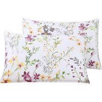 Winlife 100% Cotton Pillowcases 1000 Thread Count Floral Printed Pillow Cases Set Of 2 Pillow Cover (Standard Queen 20X30''  Lilac)