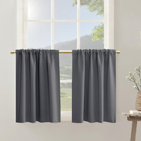 Panelsburg Cafe Curtains 36 Inch Length For Small Basement Window Blackout Privacy Short Curtain For Shower Window Dark Grey