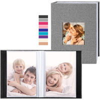 Ywlake Photo Album 4X6 100 Pockets 2 Packs  Small Mini Capacity Linen Photo Album Bulk Sets  Each Pack Holds 100 Top Loader Vertical Only Picture For Kids Boy Girls Grey