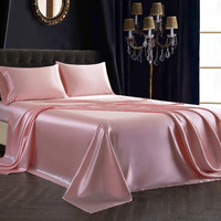 Siinvdabzx 4Pcs Satin Sheet Set King Size Ultra Silky Soft Blush Pink Satin King Bed Sheets With Deep Pocket  1 Fitted Sheet  1 Flat Sheet  2 Envelope Closure Pillowcases