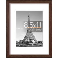 Upsimples 8.5X11 Picture Frame  Display Pictures 6X8 With Mat Or 8.5X11 Without Mat  Wall Hanging Photo Frame  Brown  1 Pack