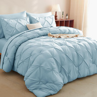 Cozylux Blue Comforter Set King - 7 Pieces Bed In A Bag Light Blue  Pintuck Comforter King Size Pinch Pleat Bedding Sets With All Season Comforter  Flat Sheet  Fitted Sheet And Pillowcases & Shams