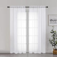Chyhomenyc White Sheer Curtains 72 Inch Length 2 Panels  Light Filtering Top Dual Rod Pocket Voile Window Curtain Drapes For French Door  Bedroom Living And Children Room  Each 42W X 72L