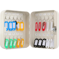 Kyodoled Key Cabinet Wall Mount  Locking Key Organizer  Key Storage Lock Box With Key  Key Management With 20 Key Hooks & Tags Key Lab 7.87"" X 6.29"" X 3.14"" (Beige  20 Key)