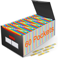 Accordian File Organizer  Expanding File Folder  60 Pockets  Large Monthly/Weekly Expandable Plastic Accordion File Organizer/Folder A-Z  A4 Letter Size File Box  Portable Document Organizer