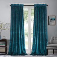 Roslynwood Velvet Curtain Panels Peacock Blue Room Darkening Window Super Soft Luxury Drapes For Bedroom Thermal Insulated Rod Pocket Curtain For Living Room/52Wx84L Peacock Blue  2 Panels