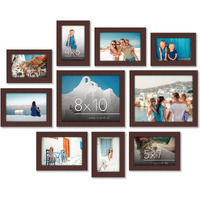 Americanflat 10 Piece Mahogany Picture Frames Collage Wall Decor - Gallery Wall Frame Set With Two 8X10  Four 5X7  And Four 4X6 Frames  Shatter Resistant Glass  Hanging Hardware  And Easel Included