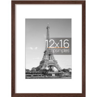 Upsimples 12X16 Picture Frame  Display Pictures 8.5X11 With Mat Or 12X16 Without Mat  Wall Hanging Photo Frame  Brown  1 Pack
