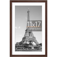 Upsimples 11X17 Picture Frame  Display Pictures 9X15 With Mat Or 11X17 Without Mat  Wall Hanging Photo Frame  Brown  1 Pack
