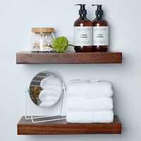 Homeforia Rustic Farmhouse Floating Shelves - Bathroom Wooden Shelves For Wall Mounted - Thick Industrial Kitchen Wood Shelf - 16 X 6.5 X 1.75 Inch - Set Of 2 - American Walnut Color