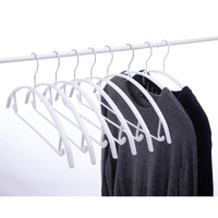 Cocomaya 16.5 Inch Pack Of 20 White No Shoulder Bumps Non-Slip Rubber Coating Contour Metal No Bumps Hanger  Sweater Hanger  Suit Hanger With Pants Bar (White  20)