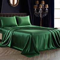 Siinvdabzx 4Pcs Satin Sheet Set Queen Size Ultra Silky Soft Emerald Green Satin Queen Bed Sheets With Deep Pocket  1 Fitted Sheet  1 Flat Sheet  2 Envelope Closure Pillowcases