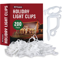 All-Purpose Holiday Light Clips [Set Of 200] Christmas Light Clips  Outdoor Light Clips - Mount To Shingles & Gutters - Works With Mini  C6  C7  C9  Rope  Icicle Lights - No Tools Required - Usa Made
