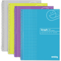 Emraw Graph Paper Notebooks Spiral Quad Ruled Grid Notebook Heavy Duty White Paper 100 Sheets Assorted Colors Wire Bound Graphing Books (Pack Of 4)