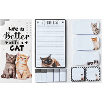 Xqumoi Life Is Better With A Cat Sticky Notes Set  550 Sheets  Lovely Cat Pattern Self-Stick Notes Pads Kitty Animal Divider Tabs Bundle Writing Memo Pads Page Marker School Office Supplies Small Gift