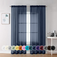 Chyhomenyc Navy Blue Sheer Curtain Panels 84 Inch Length 2 Panels  Solid Voile Top Dual Rod Pockets Stylish Breathable Drapes Window Treatment For Bedroom/Living Room  42W X 84L Inches