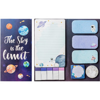 Xqumoi The Sky Is The Limit Sticky Notes Set  550 Sheets  Outer Space Galaxy Planet Pattern Self-Stick Notes Pads Divider Tabs Bundle Writing Memo Pads Page Marker School Office Supplies Small Gift