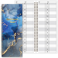 Poluma - Salon Appointment Book  11.5"" X 4.7""  2 Columns Undated   6 Am - 9 Pm  Twin-Wire Binding  200 Pages For Hair Stylist - Blue