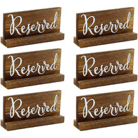 Darware Wooden Reserved Signs For Tables (6-Pack  Brown); Rustic Real Table Signs With Sign Holders For Weddings  Special Events  And Restaurant Use