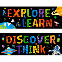 Classroom Banner Poster  2 Pcs Bulletin Board Decoration Colorful Inspirational Wall Decor For School & Classroom Preschool Primary Middle High School- Explore & Learn (Poster Tube Package)