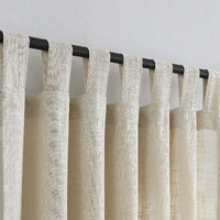 Voilybird Linen Semi Sheer Curtains Tab Top Light Filtering Elegant Curtains & Drapes For Living Room 52 X 63 Inch Length  Set Of 2 Panels  Beige
