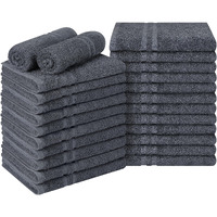 Utopia Towels Cotton Bleach Proof Salon Towels (16X27 Inches) - Bleach Safe Gym Hand Towel (24 Pack  Dark Grey)