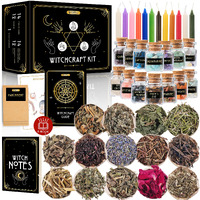 Witchcraft Supplies Kit For Witch Altar 54Pcs - Spell Candles Witches Crystals Jars Herbs Spells Beginner Box Starter