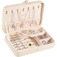 Landici Small Jewelry Box For Women Girls  Pu Leather Travel Jewelry Organizer Case  Portable Mini Jewellery Storage Holder Display For Ring Earrings Necklace Bracelet Bangle  Apricot