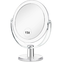 Clsevxy Vanity Mirror Makeup Mirror With Stand  1X/15X Magnification Double Sided 360 Degree Swivel Magnifying Mirror  6.25 Inch Portable Table Desk Counter Top Mirror Bathroom Shaving Mirror