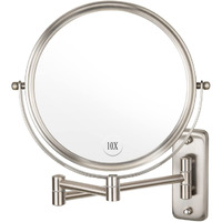 Alhakin Wall Mounted Makeup Mirror - 10X Magnification 8'' Two-Sided Swivel Extendable Bathroom Mirror Nickel Finish