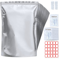 15 Pack 5 Gallon Mylar Bags With Oxygen Absorbers - 10.5 Mil Mylar Bags For Food Storage With 15 Single Sealed 2000Cc Oxygen Absorbers & Labels & Clips - For Long Term Food Storage