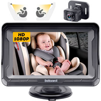 Dohonest Baby Car Camera Hd 1080P: 360 Rotating Plug And Play Easy Install 3 Mins Rear Facing Car Baby Monitor With Camera Crystal Night Vision Backseat Camera Two Kids -V33
