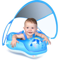 Laycol Baby Swimming Float Inflatable Baby Pool Float Ring Newest With Sun Protection Canopy Add Tail No Flip Over For Age Of 3-36 Months